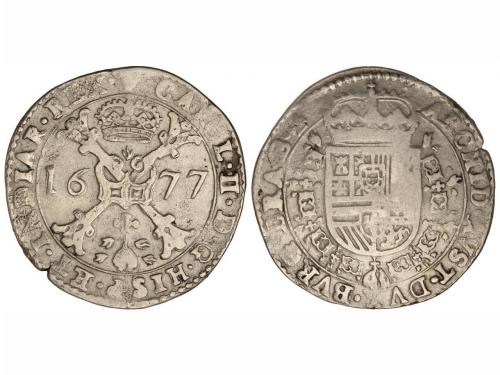 CARLOS II. Patagón. 1677. BRUSELAS. BRABANTE. 27,28 grs. AR.