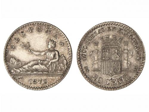 GOB. PROVISIONAL y I REPÚBLICA. 20 Céntimos. 1870 (*7-0). S.