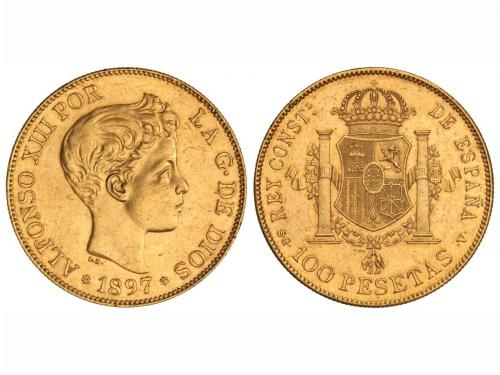 ALFONSO XIII. 100 Pesetas. 1897 (*18-97). S.G.-V. Restos de 
