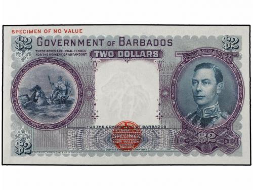 BILLETES EXTRANJEROS. 2 Dólares. BARBADOS. Jorge VI. Sin fec