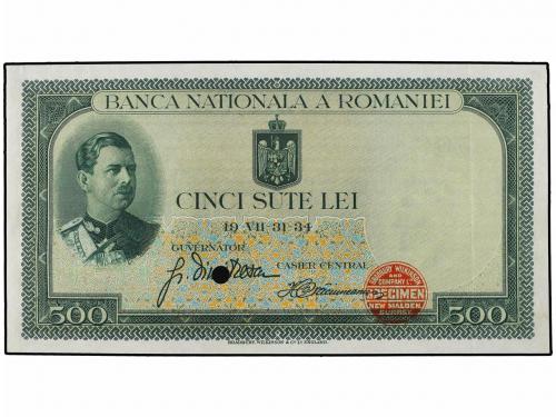 BILLETES EXTRANJEROS. 500 Lei. 31.7.1934. RUMANIA. Carlos II