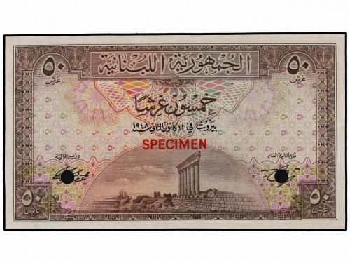BILLETES EXTRANJEROS. 50 Piastras. 12.1.1948. LÍBANO. Column