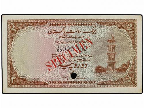 BILLETES EXTRANJEROS. 2 Rupias. (1949). PAQUISTÁN. Mezquita 