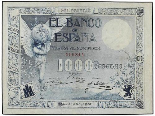 BANCO DE ESPAÑA. 1.000 Pesetas. 10 Mayo 1907. Ángel. (Múltip
