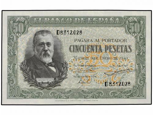 ESTADO ESPAÑOL. Lote 2 billetes 50 Pesetas. 9 Enero 1940. Me