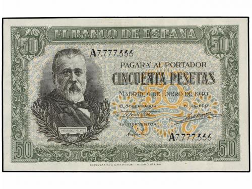 ESTADO ESPAÑOL. Lote 2 billetes 50 Pesetas. 9 Enero 1940. Me