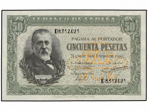 ESTADO ESPAÑOL. Lote 2 billetes 50 Pesetas. 9 Enero 1940. Me