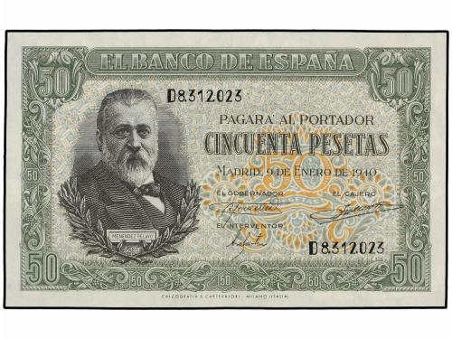 ESTADO ESPAÑOL. Lote 2 billetes 50 Pesetas. 9 Enero 1940. Me
