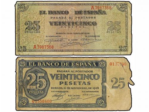 ESTADO ESPAÑOL. Lote 2 billetes 25 Pesetas. 21 Noviembre 193