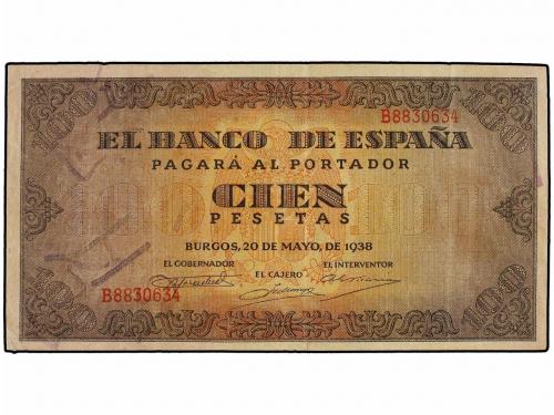 ESTADO ESPAÑOL. 100 Pesetas. 20 Mayo 1938. Casa del Cordón. 