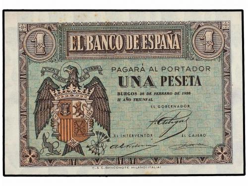 ESTADO ESPAÑOL. 1 Peseta. 28 Febrero 1938. Serie E. (Leves a