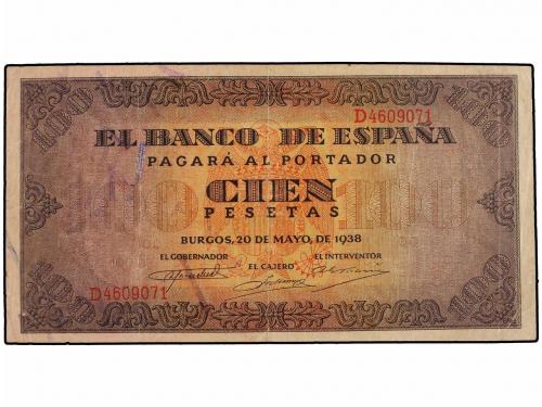 ESTADO ESPAÑOL. 100 Pesetas. 20 Mayo 1938. Casa del Cordón.