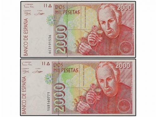JUAN CARLOS I. Lote 2 billetes 2.000 Pesetas. 24 Abril 1992 