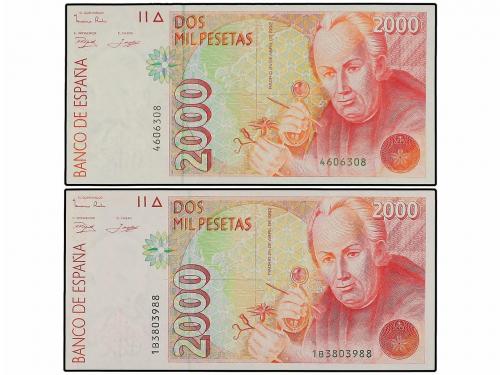 JUAN CARLOS I. Lote 2 billetes 2.000 Pesetas. 24 Abril 1992.