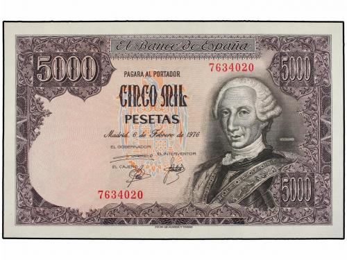 JUAN CARLOS I. 5.000 Pesetas. 6 Febrero 1976. Carlos III. Si