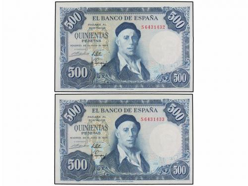 ESTADO ESPAÑOL. Lote 2 billetes 500 Pesetas. 22 Julio 1954.