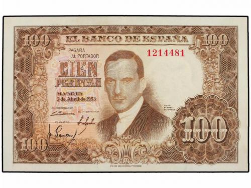 ESTADO ESPAÑOL. Lote 2 billetes 100 Pesetas. 7 Abril 1953. R