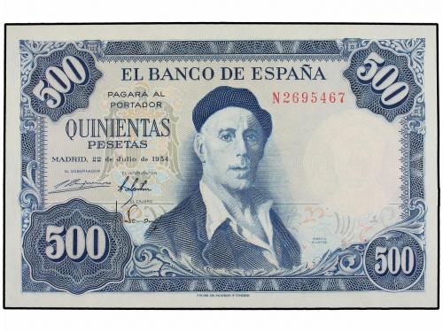 ESTADO ESPAÑOL. 500 Pesetas. 22 Julio 1954. Zuloaga. Serie N