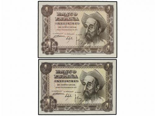 ESTADO ESPAÑOL. Lote 2 billetes 1 Pesetas. 19 Noviembre 1951