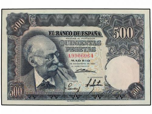 ESTADO ESPAÑOL. 500 Pesetas. 15 Noviembre 1951. Benlliure. S