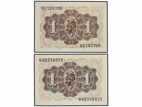 ESTADO ESPAÑOL. Lote 2 billetes 1 Peseta. 19 Junio 1948. Dam