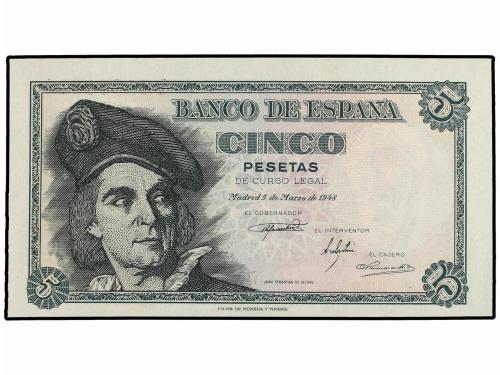 ESTADO ESPAÑOL. 5 Pesetas. 5 Marzo 1948. Elcano. Serie D. Ed