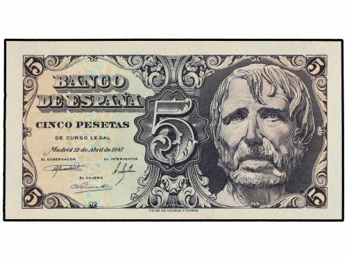 ESTADO ESPAÑOL. 5 Pesetas. 12 Abril 1947. Séneca. Serie B. E