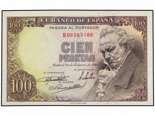 ESTADO ESPAÑOL. 100 Pesetas. 19 Febrero 1946. Goya. Serie B.