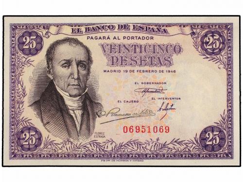 ESTADO ESPAÑOL. 25 Pesetas. 19 Febrero 1946. Flórez Estrada.