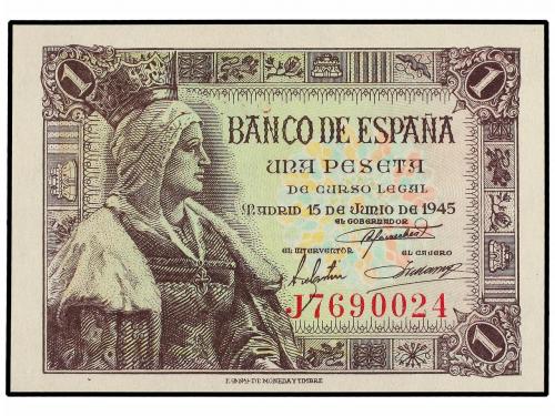 ESTADO ESPAÑOL. 1 Peseta. 15 Junio 1945. Isabel "La Católica