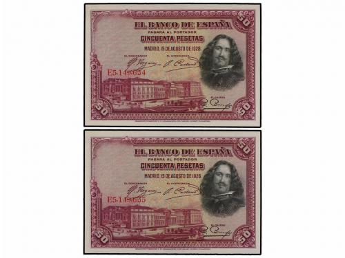 GUERRA CIVIL, ZONA REPUBLICANA. Lote 2 billetes 50 Pesetas.