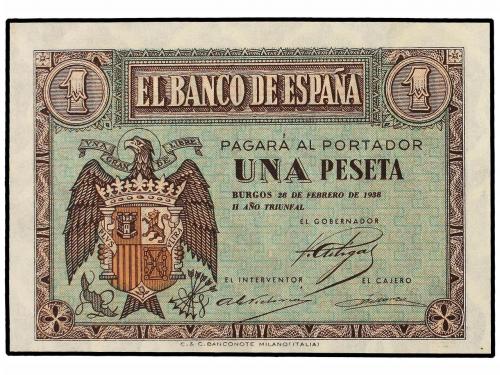 ESTADO ESPAÑOL. 1 Peseta. 28 Febrero 1938. Serie C. Ed-427a.