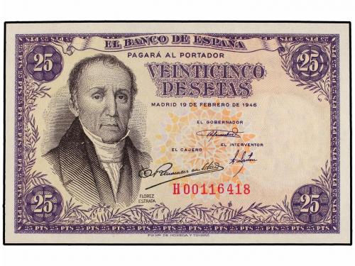 ESTADO ESPAÑOL. Lote 2 billetes 25 Pesetas. 19 Febrero 1946.