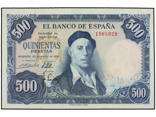 ESTADO ESPAÑOL. 500 Pesetas. 22 Julio 1954. Zuloaga. Sin ser