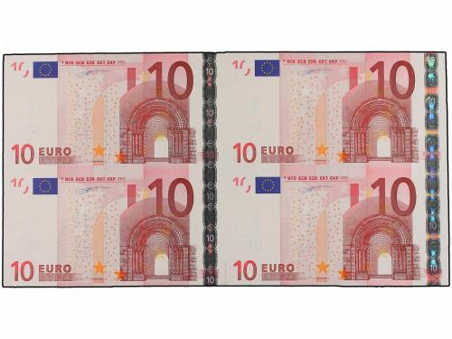 EMISIONES EN EUROS. Lote 4 billetes 10 Euros. 1 Enero 2002.