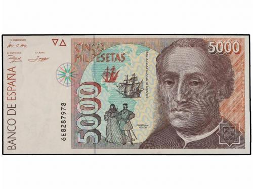 JUAN CARLOS I. 5.000 Pesetas. 12 Octubre 1992. Colón. Serie 