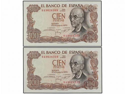 ESTADO ESPAÑOL. Lote 10 billetes 100 Pesetas. 17 Noviembre 1