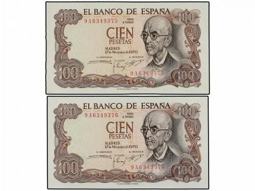 ESTADO ESPAÑOL. Lote 10 billetes 100 Pesetas. 17 Noviembre 1