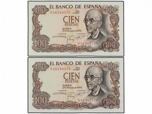 ESTADO ESPAÑOL. Lote 10 billetes 100 Pesetas. 17 Noviembre 1