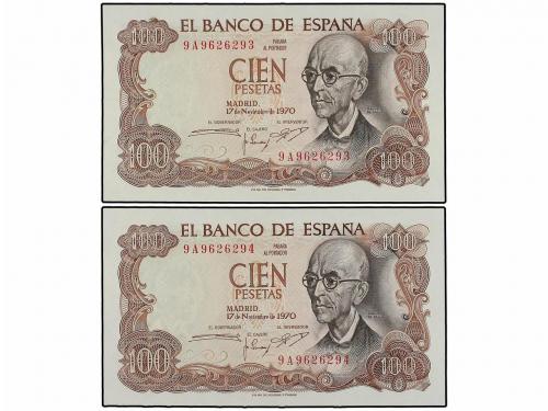 ESTADO ESPAÑOL. Lote 10 billetes 100 Pesetas. 17 Noviembre 1