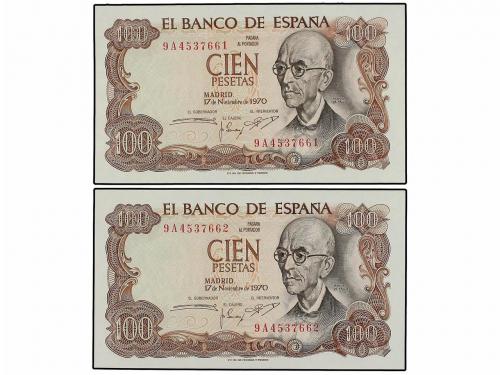 ESTADO ESPAÑOL. Lote 10 billetes 100 Pesetas. 17 Noviembre 1