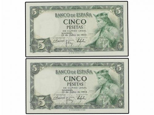 ESTADO ESPAÑOL. Lote 10 billetes 1 (4), 5 (4) y 25 Pesetas (