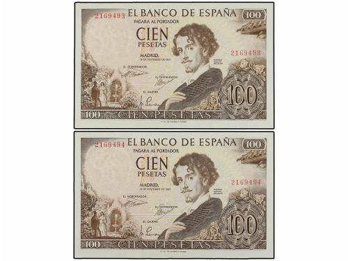 ESTADO ESPAÑOL. Lote 2 billetes 100 Pesetas. 19 Noviembre 19