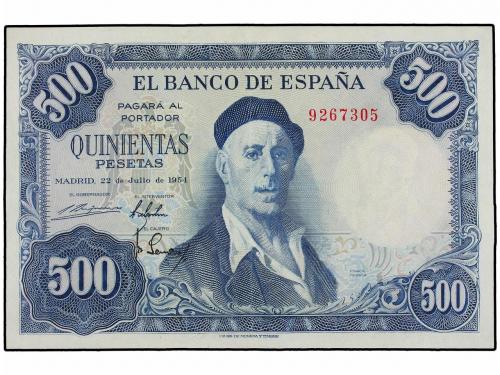 ESTADO ESPAÑOL. 500 Pesetas. 22 Julio 1954. Zuloaga. Sin ser