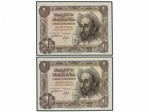 ESTADO ESPAÑOL. Lote 2 billetes 1 Peseta. 19 Noviembre 1951.