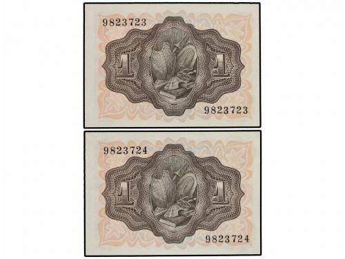 ESTADO ESPAÑOL. Lote 2 billetes 1 Peseta. 19 Noviembre 1951.