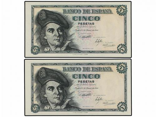 ESTADO ESPAÑOL. Lote 2 billetes 5 Pesetas. 15 Marzo 1948. El