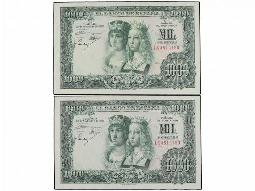 ESTADO ESPAÑOL. Lote 2 billetes 1.000 Pesetas. 29 Noviembre