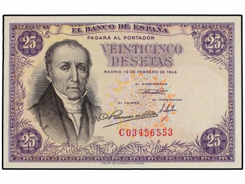 ESTADO ESPAÑOL. Lote 2 billetes 25 Pesetas. 19 Febrero 1946.