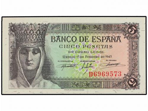 ESTADO ESPAÑOL. Lote 2 billetes 5 Pesetas. 13 Febrero 1943. 